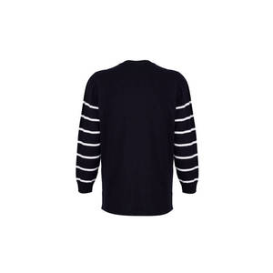 Blusa de Punto a Rayas Negras para Uso Casual en Otoño y Verano - Product Image 3