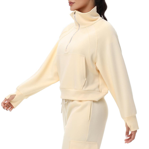 เสื้อสเวตเตอร์ผ้าฝ้ายโพลีเอสเตอร์มีซิปผ่าครึ่งปิดโลโก้ออกแบบได้ตามต้องการ - Product Image 5