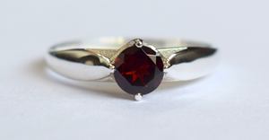 ธรรมชาติสีแดงโกเมน4ง่ามแหวนแฮนด์เมดแหวนเงิน-925แหวนเงิน-รอบสีแดงโกเมน-สัญญาแหวน - Product Image 4