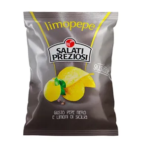 ポテトチップスレモンとブラックペッパーの風味のサラティプレジオシ4070110gパックイタリアの塩漬けスナックグルテンフリー