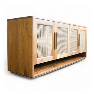 Muebles para el hogar contemporáneos, armario de cocina de madera de ratán de teca con puertas interiores de armario de buffet - Product Image 2