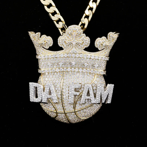 Customizable 14K Gold Plated VVS Moissanite Emerald Cut <b>Cross</b> Shape Hip Hop Iced Crown Name Pendants Charms Unisex Christian IGI - Product Image 1