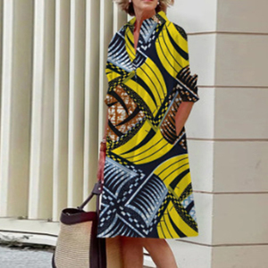 2025 autunno nuovo prodotto, alla moda ed elegante abito <span class=keywords><strong>Midi</strong></span> con collo a pois stampato a maniche lunghe - Product Image 4