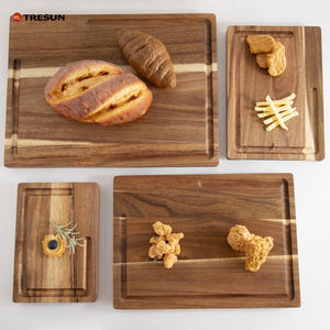 Tabla de cocina de corte de estilo rústico de madera de acacia Premium con ranura para preparación de alimentos y bandeja de exhibición para servir - Product Image 3