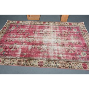 Alfombra clásica de lana rojo Beige de 4,9x8 pies hecha a mano turca área grande área rectangular abstracta para pasillo alfombra de habitación látex de 10mm - Product Image 3