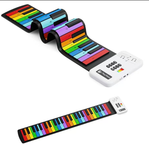 <span class=keywords><strong>Piano</strong></span> pliable en silicone pour enfants <span class=keywords><strong>avec</strong></span> 49 touches arc-en-ciel, clavier électronique, 8 tons, 6 chansons <span class=keywords><strong>de</strong></span> démonstration, <span class=keywords><strong>avec</strong></span> haut-parleur et prise casque - Product Image 1