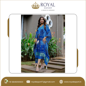 Modern Indian Clothing Pure Gaji Silk Bandhej Digital Print With Gotta Patti <b>Lace</b> Border with Tassels Stitched Kaftan Collection - Product Image 3