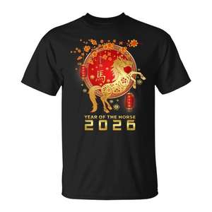 Camiseta Roja del Año Nuevo Chino del Caballo 2026, Diseño Personalizable Promocional - Product Image 1
