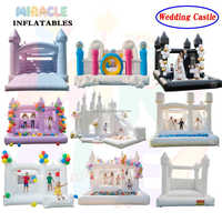 Structure gonflable commerciale rose Princesse avec toboggan et piscine à balles pour location de fêtes de mariage