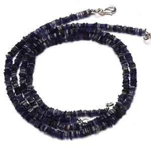 สร้อยคอหินไอโอไลต์สีน้ำเงินธรรมชาติ ขนาด 4 มม. ทรงสี่เหลี่ยมแบบเฮชิ ความยาว 17 นิ้ว แบบเต็มเส้น ผิวเรียบ ผลิตโดย Coszcalt Exports รหัสสินค้า DFRT8562522FG - Product Image 3