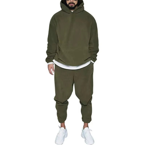 Chándales para hombre Trajes de Jogger Sudaderas gruesas Pantalones de chándal Jersey de 2 piezas Traje deportivo de lana lisa - Product Image 3