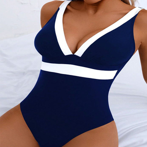 Traje de Baño de Una Pieza sin Espalda con Escote Profundo en V, Traje de Baño Sexy para Mujer con Estampado - Product Image 3