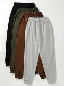 กางเกงลำลองเอวสูงของผู้หญิงกางเกงสเวตเตอร์สีทึบแบบลำลองทรงหลวมกางเกงสแล็คแบบสตรีทแวร์ - Product Image 6