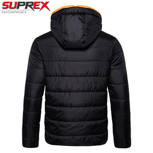 Custom Mens Puffer Jacket Hooded Winter Warm <b>Quilted</b> Coat Windproof Water Resistant Outdoor Zipper 100% Streamline - Product Image 3