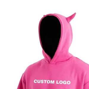 2024 haute qualité hommes diable corne sweats à capuche 100% coton français éponge Logo personnalisé pour l'hiver - Product Image 5