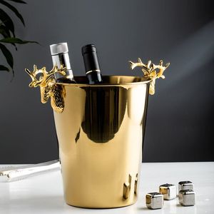 Moderno 5L Cubo de hielo de acero inoxidable de doble pared Pinzas de boda de alta calidad incluidas para enfriar vino de champán - Product Image 2