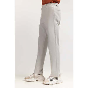 Pantalones Chinos Casuales de Negocios 100% Algodón, Cintura Media, Azul Caqui, con Decoración de Cremallera, Corte Recto MNTRCSS24007-B - Product Image 3