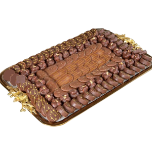 Plateau à chocolat en métal plaqué or de haute qualité Plateau de service au chocolat au design classique avec poignée pour bonbons Desserts et bonbons - Product Image 1