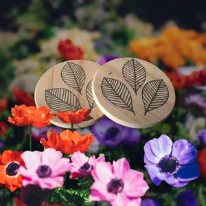 Ensemble de sous-verres en bois massif imprimé avec des motifs floraux, résistant à la chaleur, sous-verres élégants pour la salle à manger, la table basse, la décoration de la maison - Product Image 2