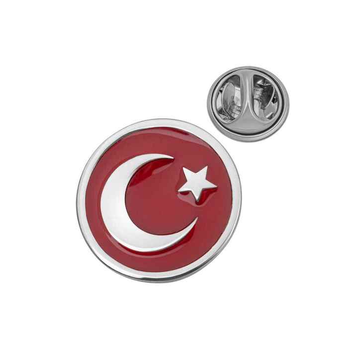 925 Sterling Silver Crescent Star Badge