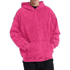 Sudadera con capucha lavada con ácido rosa Unisex, jersey de algodón 100% para hombre, ropa de calle Vintage, estampado Digital bordado de gran tamaño para invierno - Product Image 2