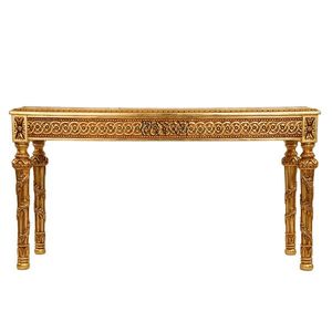 Mesa Consola Clásica de Lujo Hecha a Mano con Tapa de Mármol, Tallados Ornamentales Dorados y Diseño Neoclásico Elegante - Product Image 2