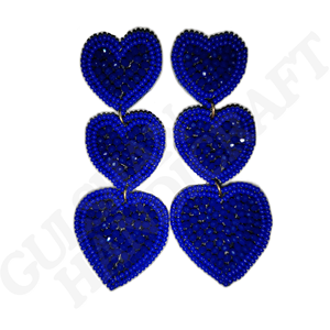 Pendientes de tela de algodón de alta calidad premium hechos a mano multicolor en forma de corazón bordado joyería bordado de costura - Product Image 6