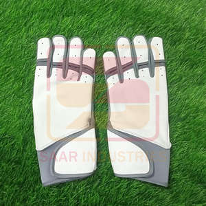 Gants de baseball unisexe professionnels en cuir de vachette de protection des mains de couleur blanche et grise pour la pratique du frappeur, nouvel arrivage - Product Image 4