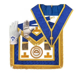 Tablier maçonnique vintage brodé à la main en cuir d'agneau véritable avec ruban, pour maître maçon, vente en gros - Product Image 2