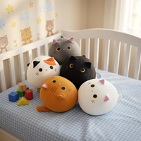 Peluche Chat Noir Mignon, Coussin Animal de Dessin Animé Doux, Décoration de Chambre Thème Halloween, Cadeau