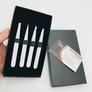 Pinzas de cejas de acero sostenible mate blanco con logotipo personalizado, herramienta de depilación de cejas puntiagudas cuadradas inclinadas para uso de belleza - Product Image 2