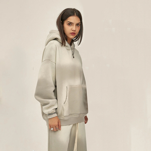 Haut de survêtement décontracté pour femme, tendance, en coton 100% respirant, délavé à l'acide, grande taille, écologique, couleur unie - Product Image 2