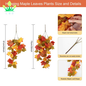 4 confezioni di foglie autunnali appese alla parete piante artificiali appese foglie d'acero viti piante autunnali ringraziamento foglie di acero ghirlande decoro - Product Image 2