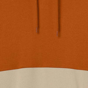 Custom <b>Men's</b> <b>Hoodie</b> Two Tone Color Block Fleece Pullover Burnt <b>Orange</b> Khaki Cut and Sew <b>Hoody</b> Factory Wholesale Low MOQ OEM - Product Image 4