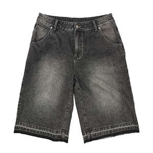 Jean en Denim pour Homme Vintage en Détresse Blanc Cargo Lâche Baggy pour Homme Shorts en Strass Délavé et Lavé à l'Acide - Product Image 1