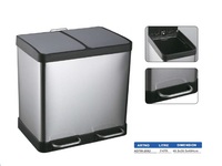 Poubelle à pédale en acier inoxydable 2 x 20L Poubelle à pédale 2 compartiments amovibles Poubelle de recyclage des ordures parfaite pour la cuisine