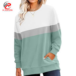 Sudaderas bordadas personalizadas para mujer Puff estampado liso casual Jersey de algodón en relieve Sudadera de cuello redondo de gran tamaño para mujer - Product Image 1