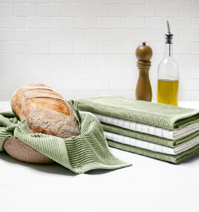 Serviette de cuisine en coton neutre, texturée, absorbante, à rayures brunes, disponible à prix de gros. - Product Image 2
