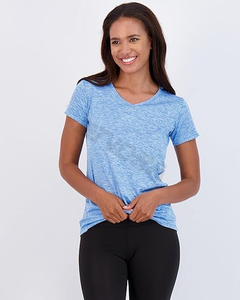 เสื้อยืดกีฬาโยคะของผู้หญิงเสื้อคอวีใส่สบายและมีสไตล์สำหรับออกกำลังกายและทำกิจกรรมฤดูร้อน - Product Image 2