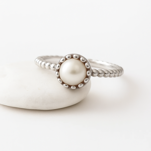 Trendy Freshwater Pearl Bezel Set Rhodium Plated <b>925</b> <b>Silver</b> <b>Ring</b> for Women's Wedding Engagement Party & Everyday Wear - Product Image 5