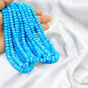 Cuentas Rondelle lisas de ópalo azul cielo Natural a granel al por mayor, hebras de 7mm y 10mm, materiales para hacer joyas de piedras preciosas sueltas de La India - Product Image 3