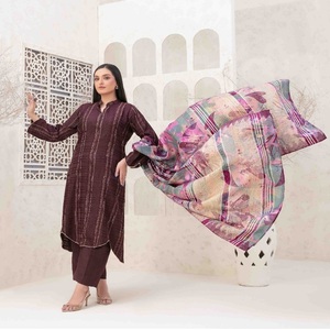 Belle pakistanaise Salwar Kameez 3 pièces costume de pelouse pour les femmes prêt-à-porter quotidien vêtements de fête Tawakkal Vol DIRRAN indien - Product Image 4