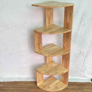 Estantería de Esquina de Madera de Caucho KGT68014 32x32x120cm Tipo Vertical para Sala de Estar - Product Image 6