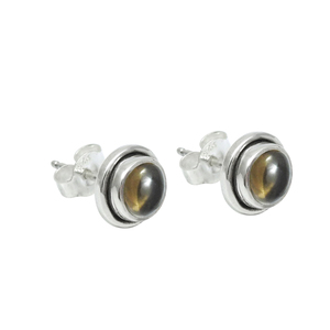Minimalist Precious Round Shape Bezel <b>Set</b> Smoky Quartz Gemstone 925 Sterling <b>Silver</b> Handmade <b>Stud</b> <b>Earring</b> Gift Jewelry for Women - Product Image 1