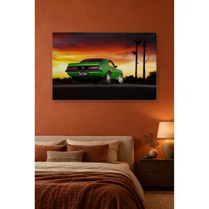 Impression sur toile Fida Green Camaro SS au coucher du soleil - Product Image 2