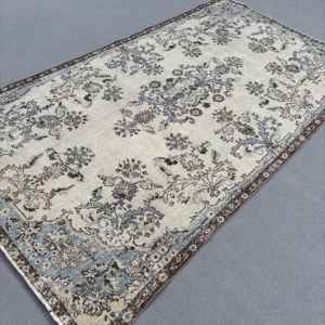 Alfombra Turca Vintage Grande de 5.7x9.8 pies, Alfombra Sólida Azul Gris - Product Image 2