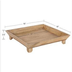 Offre Spéciale plateau de service carré en bois de manguier durable avec pieds plateaux de piédestaux en bois pour la décoration utilisation décor de table affichage de fruits - Product Image 3
