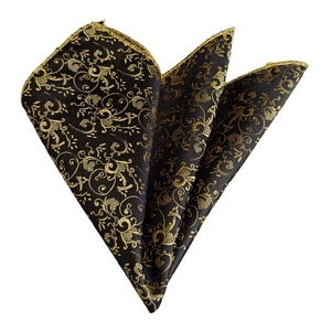 Pochette de costume tissée en jacquard cachemire noir et or - Product Image 2