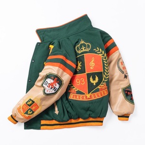 Chaqueta Varsity Unisex de Invierno con Color Personalizado, Bordado Completo, Botones de Cuero, Estilo Único, Streetwear con Cremallera, Tallas Grandes - Product Image 4