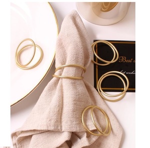 Nouveau laiton plaqué or vaisselle serviette anneau luxe mariage décoration serviette bande décor à la maison - Product Image 5